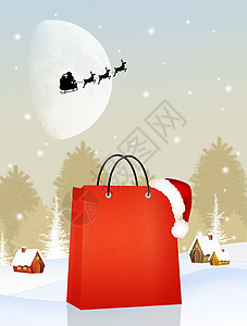 圣诞销售折扣商业帽子问候语购物快乐季节礼物红色明信片图片