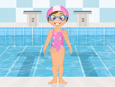 为儿童提供游泳课眼镜潜水水池娱乐孩子们游泳池闲暇运动插图套装背景图片