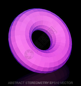 低面建模抽象几何低聚粉红色环面  EPS 10矢量图插图测量粉色多边形数字长方形几何学等距黑色戒指插画