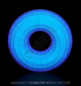 抽象立体低聚蓝色圆环  EPS 10矢量图戒指创造力插图数字几何学等距测量反射黑色粉色图片
