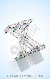 多色速写 X 的矢量插图 手绘 3D X字母凸版数字蓝色艺术草图英语小写金属收藏图片