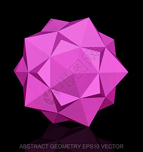 抽象几何低聚粉红色十二面体  EPS 10矢量图测量三角形多边形几何学黑色插图反射粉色数字等距图片