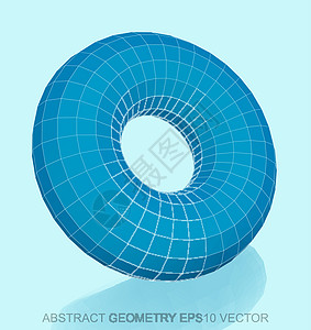 抽象立体低聚蓝色圆环  EPS 10矢量图多边形戒指长方形插图测量等距反射几何学数字创造力图片