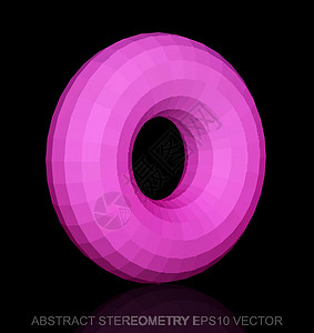 低面建模抽象立体低聚粉红色环面  EPS 10矢量图粉色创造力多边形等距反射几何学长方形插图测量数字插画