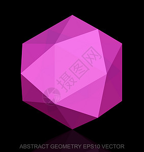 抽象立体低聚粉红色八面体  EPS 10矢量图插图数字几何学三角形测量反射粉色黑色多边形等距图片