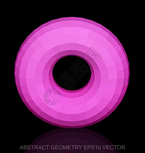 低面建模抽象几何低聚粉红色环面  EPS 10矢量图插图长方形几何学反射多边形创造力等距测量粉色圆环插画
