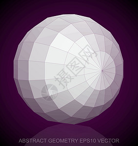抽象立体低聚白球  EPS 10矢量图多边形测量等距长方形紫色反射几何学白色数字插图图片