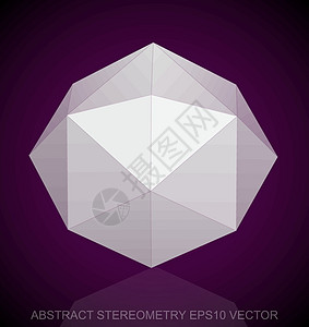 抽象几何低聚白色八面体  EPS 10矢量图几何学插图反射三角形测量数字紫色等距多边形图片