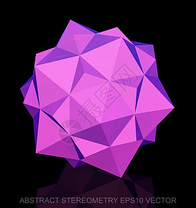 抽象立体低聚粉红色十二面体  EPS 10矢量图三角形反射紫色数字多边形黑色粉色等距插图测量图片
