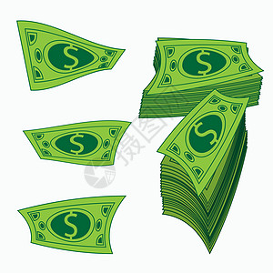 一卷钱 纸币 矢量设计 孤立在白色的货币插图 注意背景 用于新闻网站恤图片