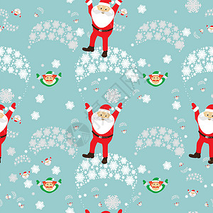 无缝模式 EPS 10 矢量图 用于印刷 网站 设计 室内 织物等 圣诞主题 降落伞上的圣诞老人和小精灵图片