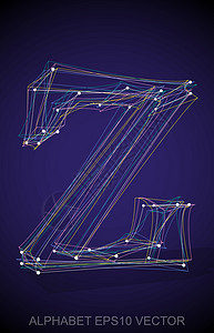多色速写 Z 的矢量插图 手绘 3D Z字体艺术阴影草图字母数字英语小写金属蓝色图片