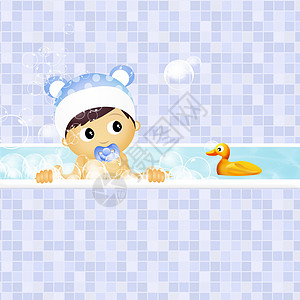 婴儿在洗澡时男性浴缸孩子奶嘴男生卡通片玩具气泡幸福肥皂图片