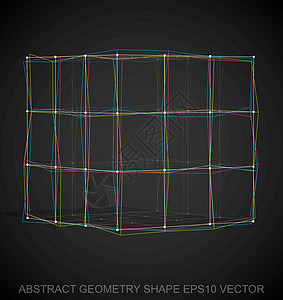 抽象立体形状多色速写立方体 手绘 3D 多边形立方体  EPS 10矢量图金属数字阴影插图黑色草图长方形创造力等距盒子图片