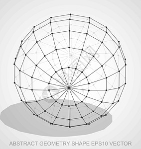 抽象几何形状 黑色草图球体 手画3D多边形球体 EPS 10 矢量框架插图绘画节点白色反射创造力网格艺术铅笔图片