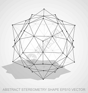 抽象几何形状 黑色素描十二面体 手绘 3D 多边形十二面体 EPS 10 矢量图片