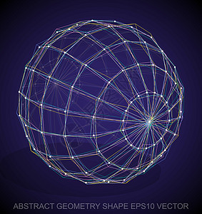 抽象立体形状多色速写球体 手绘 3D 多边形球体  EPS 10矢量图几何学等距蓝色插图长方形草图数字金属创造力阴影图片