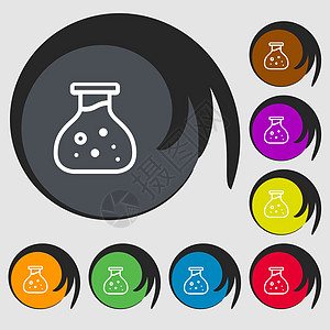化学图标符号 八个有色按钮上的符号 矢量图片