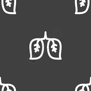 肺图标标志 灰色背景上的无缝模式 韦克托思考蝴蝶食物器官生物学技术生态支气管药品叶子图片