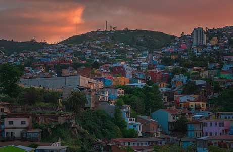 智利瓦尔帕莱索的日落图片