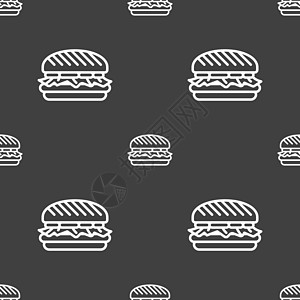 汉堡图标标志 灰色背景上的无缝模式 韦克托营养牛肉绘画插图国家沙拉面包包子食物猪肉图片