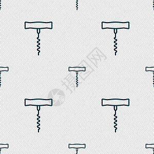 开瓶器图标标志 具有几何纹理的无缝模式 韦克托金属酒精酒吧瓶子工具厨房液体开场白插头美食图片