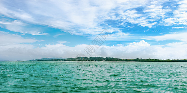 多巴哥西印度群岛热带岛屿无芒人土地的全景椰子异国海洋棕榈天空无人区天堂情调海岸旅游图片