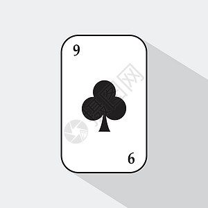 扑克牌 九个俱乐部 白色背景易于分离图片