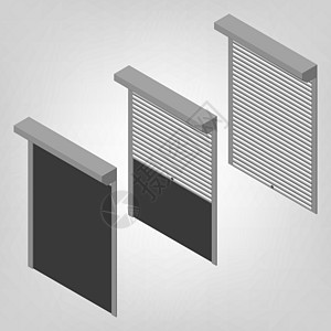 钢制安全百叶窗插图财产绘画房间窗户金属入口建筑学滚动网络出口图片