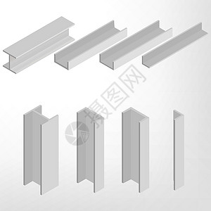 钢梁等距矢量图建筑力量等距瓦工托梁工程建造球座插图网络图片