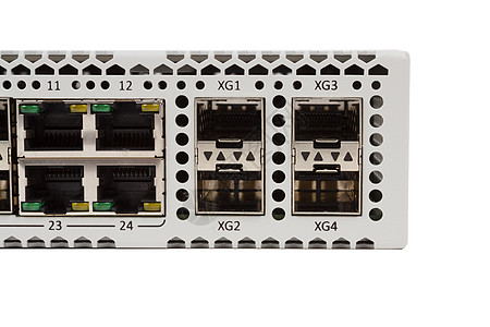 带有 SFP 槽的 Gigabit 以太网开关白色网络供应商纤维工业路由器转换器电讯双绞线数据中心图片