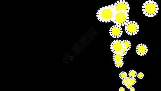 计算机图形花背景 白黄配色花瓣装饰品婚礼邀请函叶子蓝色粒子紫色樱花环形图片