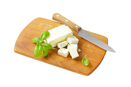 切奶酪乳奶 feta 奶酪美食小吃食物立方体奶制品砧板背景