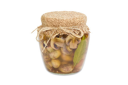 玻璃罐中提取的按扣蘑菇香料装罐草药盐水食品玻璃烹饪食物厨房罐子图片