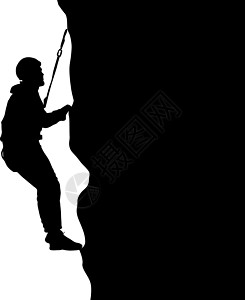 白色背景上的黑色剪影攀岩者 它制作图案矢量挑战男人活动远足插图绳索力量首脑冒险登山图片