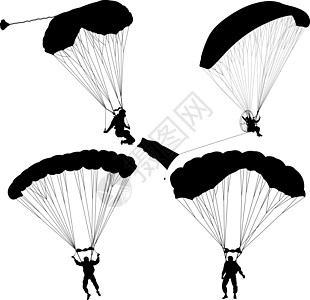 它制作图案设置跳伞矢量重力航空插图收藏速度风险天篷安全剪影男人图片