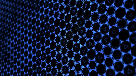 六边形技术背景 环形  3D渲染商业动态力量橙子细胞网格插图高科技蓝色网络图片