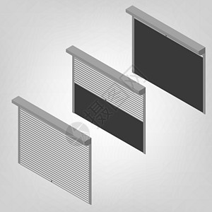 钢制安全百叶窗插图入口贮存房间窗户网络出口金属建筑学快门阴影图片