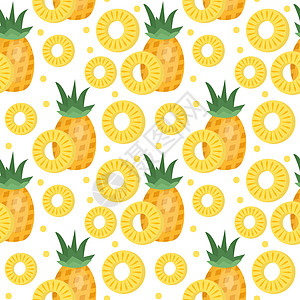菠萝无缝模式 Ananas 切片无尽的背景 纹理 水果 矢量图图片