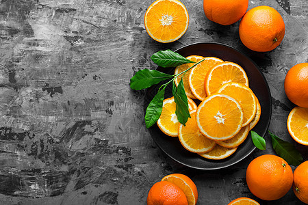 橙色热带饮食食物叶子橘子果汁图片