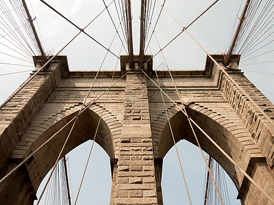 布鲁克林桥旅游城市穿越建筑学电缆线条吸引力景观场景市中心图片