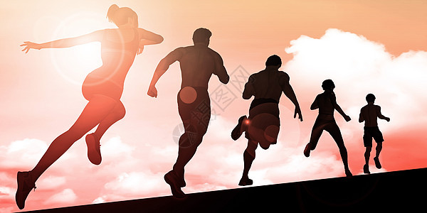 正在运行的运动员插图男人日落闲暇活动人群赛跑者慢跑者运动行动背景图片