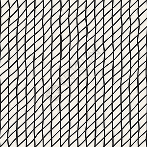 手绘线格 矢量无缝黑白图案条纹打印对角线创造力曲线白色草图纺织品织物绘画图片