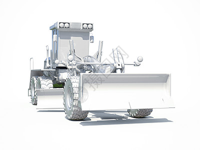 3d 白级搬运工拖拉机工作刀刃地球车轮建筑推土机发动机水平图片