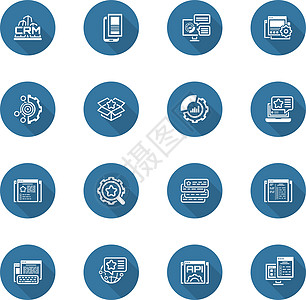 一套商业和营销平面图标包装目标图表电子商务笔记本应用程序广告信息电脑拍卖图片
