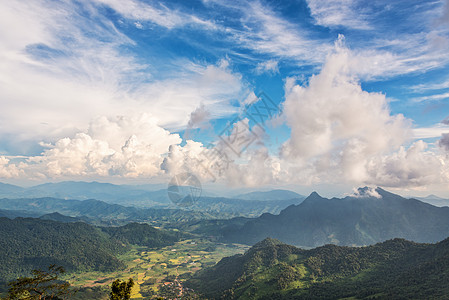 Phu Chi Fa森林公园景观顶峰旅游场景公园旅行爬坡草地环境山麓阴霾图片