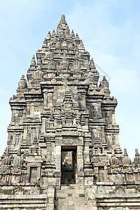 Prambanan或是印度教寺庙大院佛教徒上帝文化宗教游客岩石废墟旅游石头旅行图片