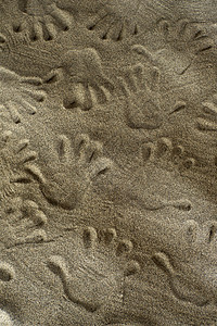 San 的手印海滩假期背景图片