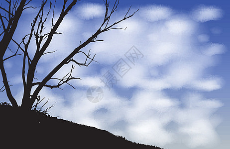 树木剪影夜云 它制作图案图片