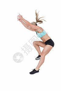 女运动员跳跃女士奉献成就跳远身体训练竞赛游戏能力精神图片